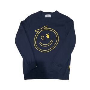 Dutch Bros Brothers Unisex Smiley Face Sweatshirt Size L Navy Blue Happy Retro